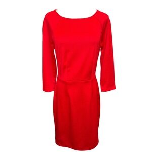 The Limited Womens‎ Red 3/4 Sleeve Sheath Dress Size 6 Boat Neck Exposed Zipper